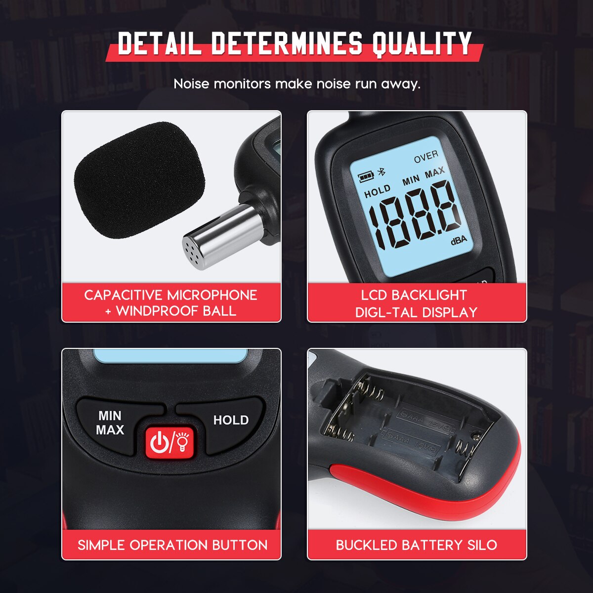 LUTIFIX WT85 Mini Digital Sound Level Meters 30~130db Digital Noise Tester Decibel Volume Meter Digital Measuring Instruments