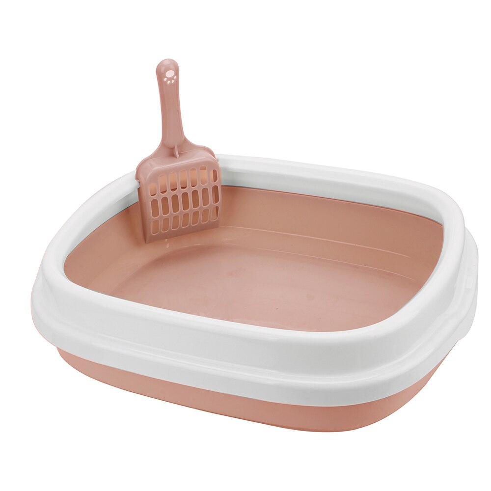 Cat Litter Box Cat Dog Tray with Scoop Pet Toilet Bedpan 1 Set Excrement Training Sand Litter Box Anti-Splash Dog Toilet: Pink