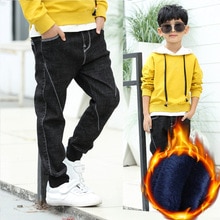 Autumn Winter Jeans For Boy Pants Kids Teenager Trousers Denim Warm Pants Children Korean Clothes: 1802-Thicken Winter / 6T
