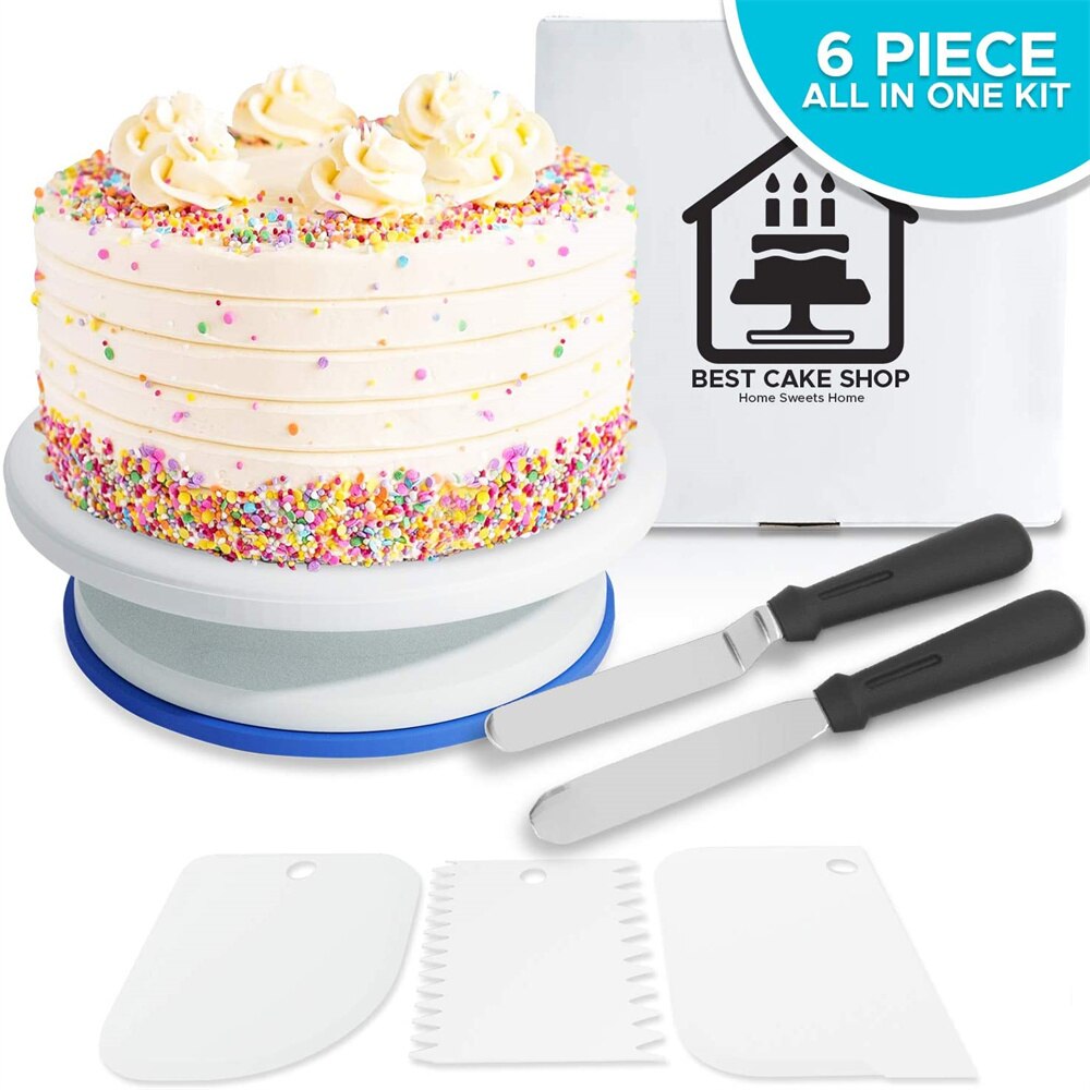Rotating Cake Turntable Kit Cake Decorating Tools Cake Display Stand Icing Spatulas Scraper Pastry Bakery Kitchen Accessories