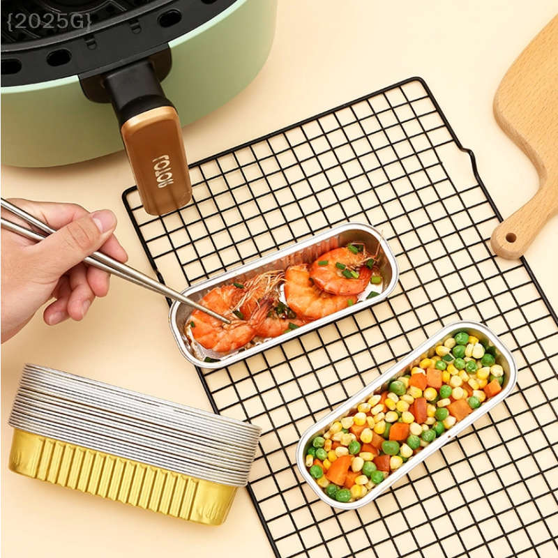 5-teilige Einweg-Pfannen aus Aluminiumfolie, BBQ-Grilltabletts für Luft Friteuse Ofen, antihaftbeschichtete Backdosen, Backzubehör für sterben Küche