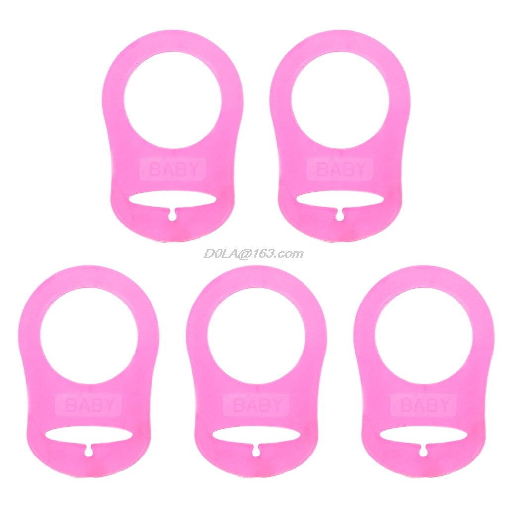 Baby Dummy Fopspeen Houder Clip Adapter Voor Mam Ring 5Pcs Multi Kleuren Siliconen Knop Voor Pasgeboren Baby Accessoires: hot pink