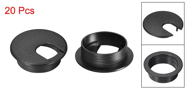 uxcell Uxcell 20 Pcs Cable Hole Cover, 1-3/8"/2" Plastic Desk Grommet for Wire Organizer, (White/Black/Orange): 2 inch (Black)