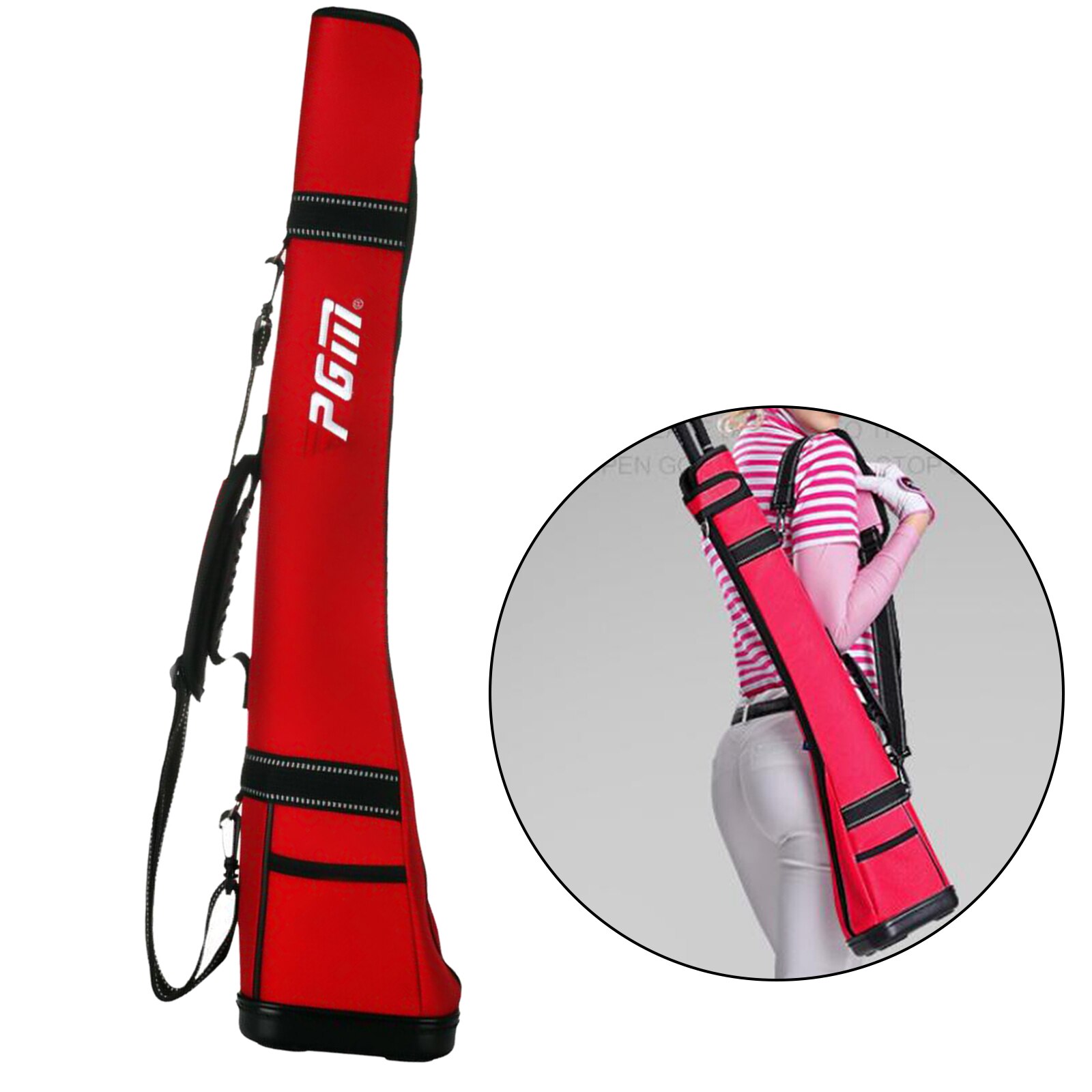 Durable DE Golf bolsa de lápiz cómodo ligero Golf llevar de viaje paquete tiene 4-5 Clubes con asa de hombro Correa: Rojo