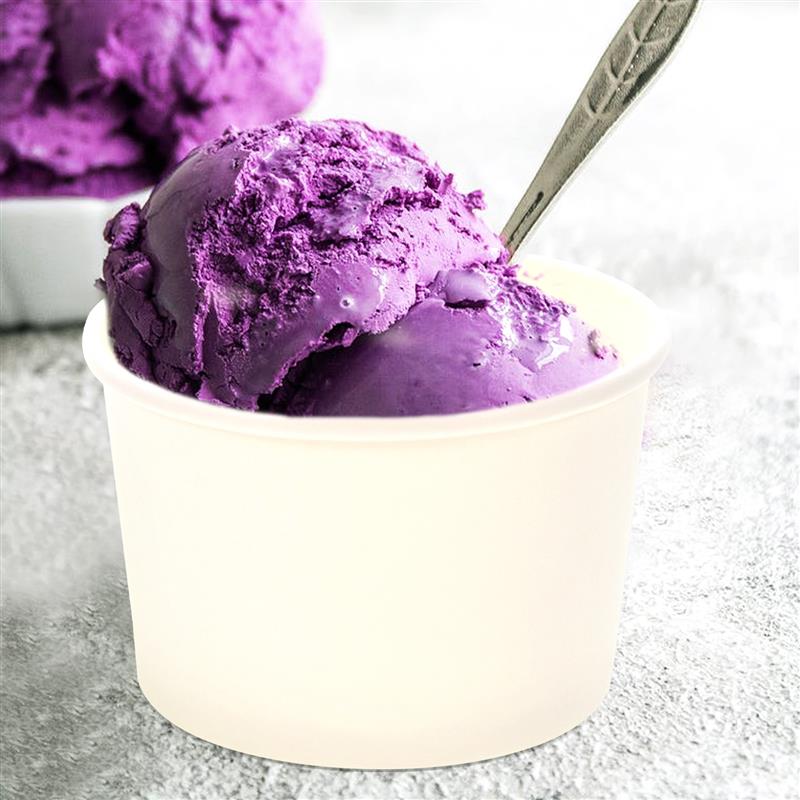 50Pcs Disposable Ice Cream Paper Cup With Lid For Cake Bowls Yogurt Storage Kitchen Plastic Containers Unprinted Smooth Cold