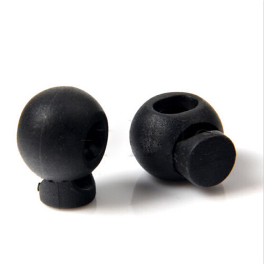 Rope Cord Locks 10pcs Clip Ends Round Ball Shape Luggage Lanyard Stopper Sliding Black Plastic Hole Drawstring Locks Cordloc &amp;xw