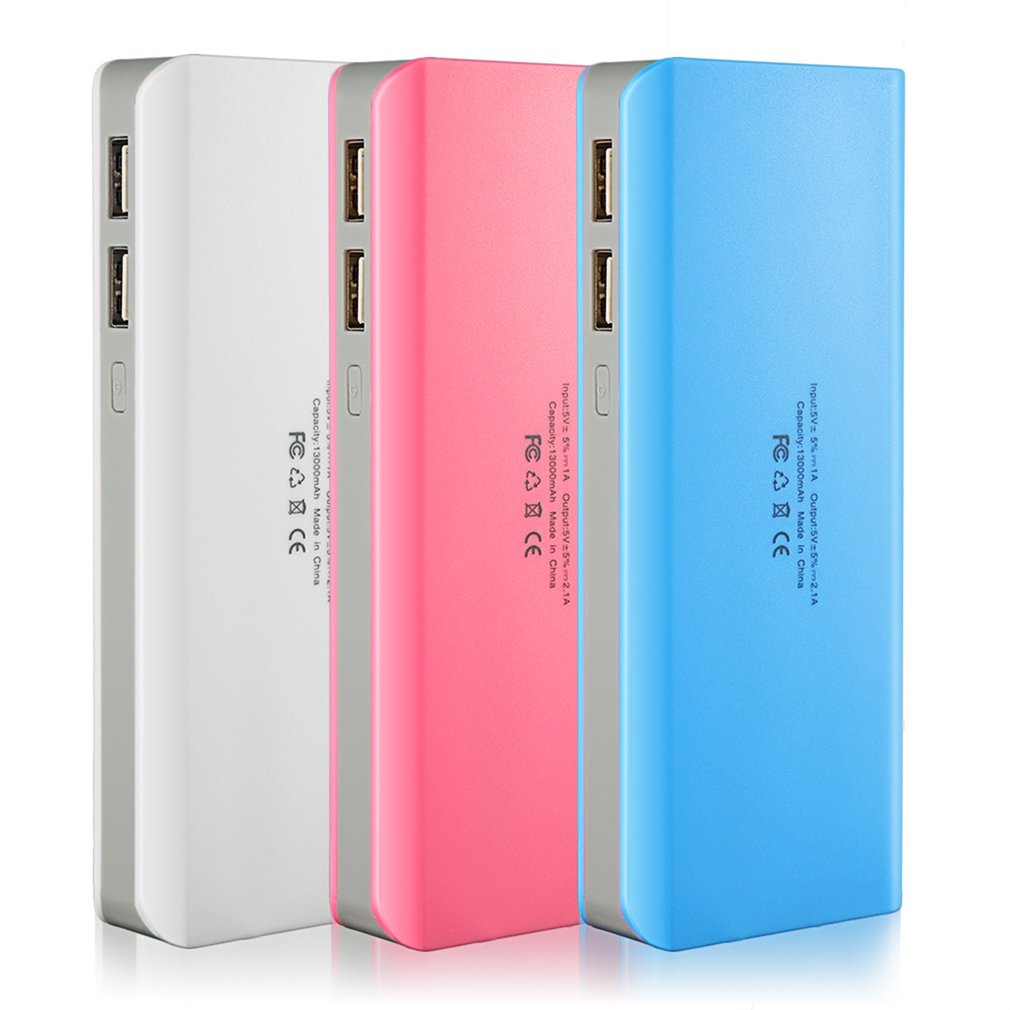 13000mah, carcasa de batería portátil, baterías externas, portátil, teléfono móvil, Banco de respaldo con doble interfaz USB, cargador, potencia portátil