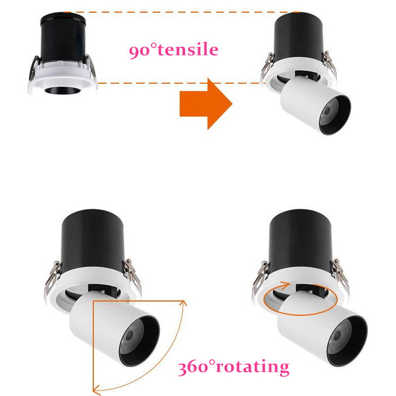 1pcs LED Aluminium verzonken COB dimbare Roterende Downlight ac85-265V 9W 12W 15W LED Plafond Lamp spot Verlichting Binnenverlichting