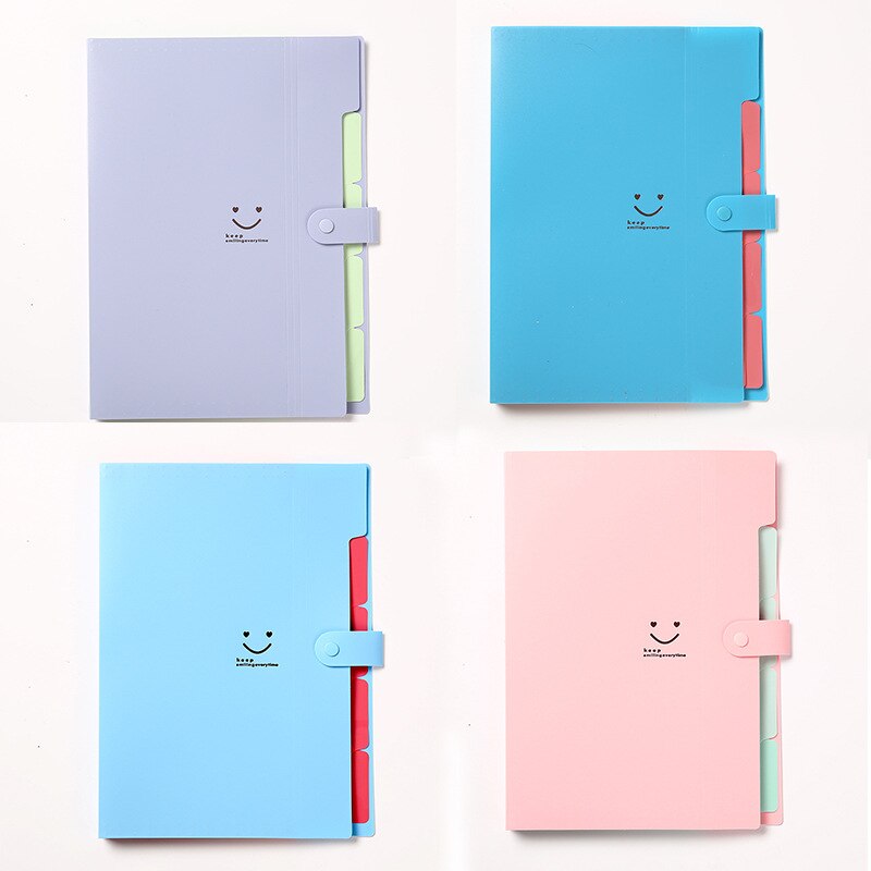 4Pcs/set Office Plastic Folders Multi Pocket Organizer A4 File Expansion Document Folder Office Supplies: Set B
