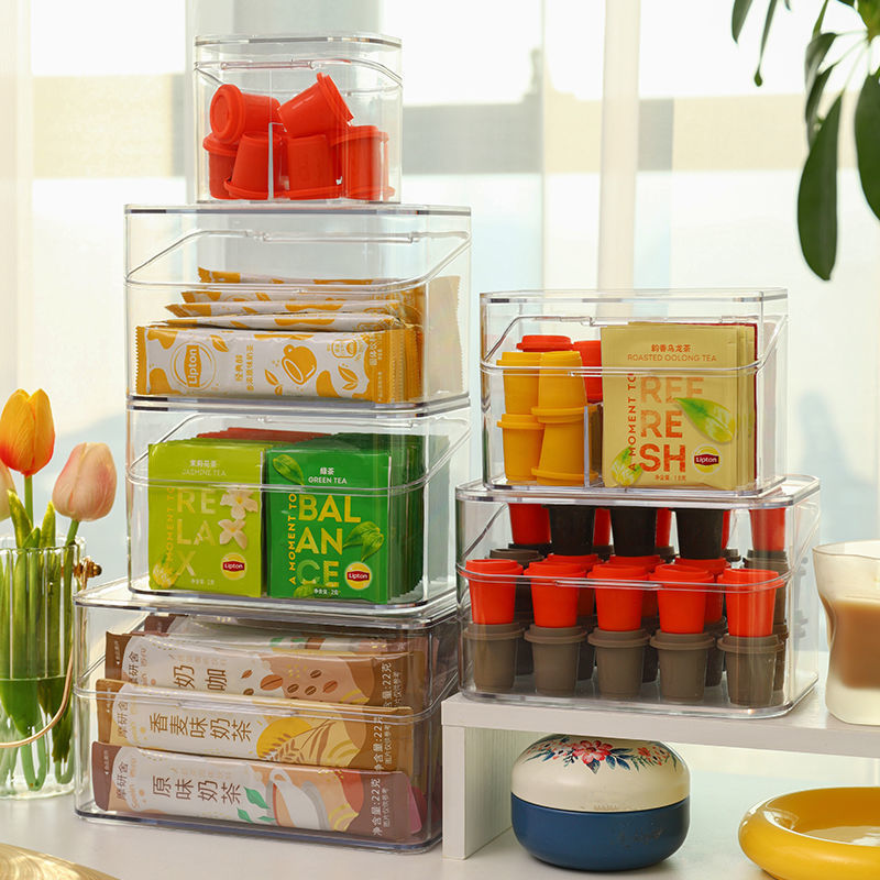 Caja de almacenamiento para baño, organizador de maquillaje de escritorio transparente con tapa, evita el polvo, adecuado para cosméticos, artículos de tocador, producto sanitario