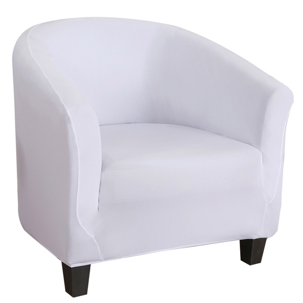 Ensfarvet elastisk badekar lænestol sofadæksel polyester og spandex strækbar arm sofadæksel beskytter vaskbar slipcover: Hvid