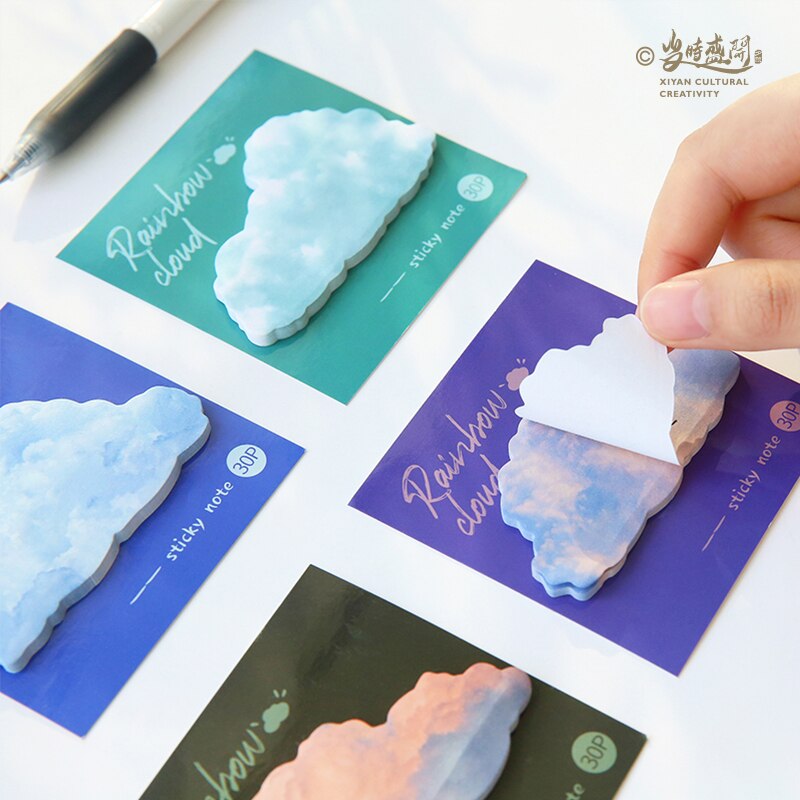 30 Pcs Ins Stijl Rainbow Cloud Leuke Cartoon Memo Pad Sticky Notes Notepad Dagboek School Supply Briefpapier Kawaii Diy Scrapbooking