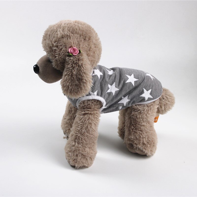 Cute Printing Sleeveless for Small Dogs Heart Start Pattern Comfortable Puppy Dog Vests Lovely Pets Clothes: Gray / M