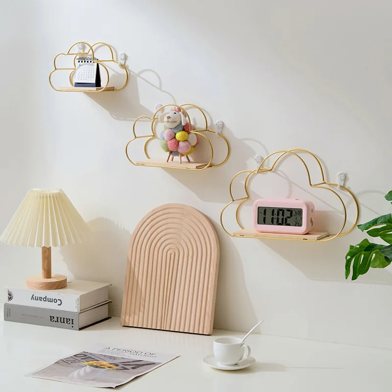 Kreative Wolke Eisen Regal Zauberstab Regal Holz Schindel nordisch Stil Dekoration freundlicher Zimmer Dekoration Anzeige-ständer