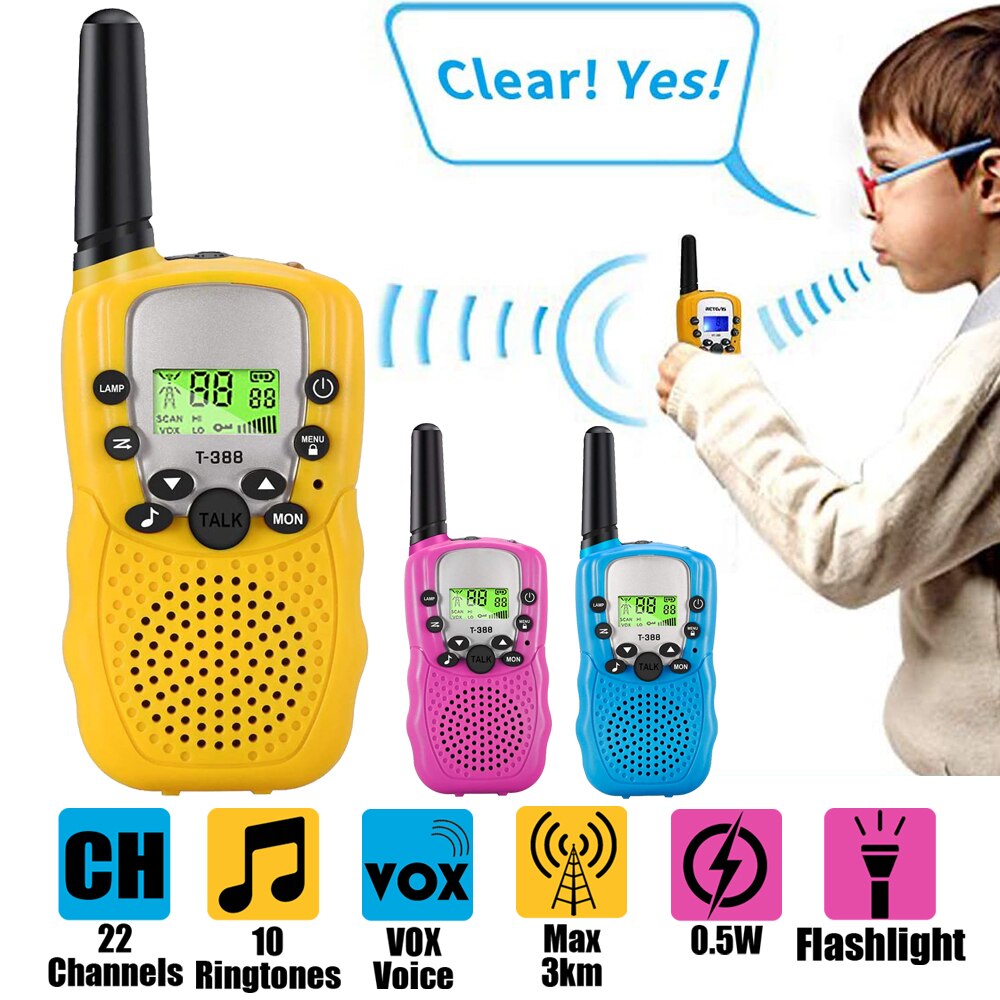 2/3 Pack Kids Walkie Talkies 3km Range 22 Channels 2 Way hand-free interphone Mini Two-Way Radio Station Family Camping