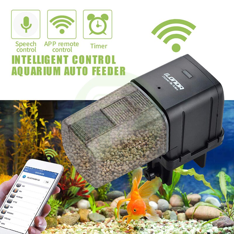 Kontrol automatisk fiskefoder med app akvarium automatisk fiskefoder, wifi kontrol automatisk fiskemad dispenser til hjemmekontor