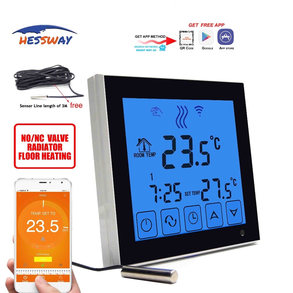 HESSWAY Dual sensor water verwarming radiator wifi thermostaat temperatuur controller voor voice interactie