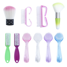 Cepillo de plástico para manicura y pedicura, Herramientas de limpieza de uñas, suave, elimina el polvo, brochas de maquillaje, accesorios para el cuidado de las uñas, Color aleatorio TR095, 1 ud.