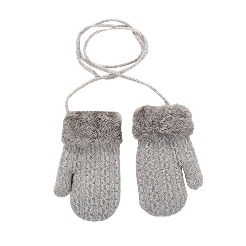 Mitones de lana para niños, manoplas de punto para niños de 1 a 4 años, guantes cálidos para bebés: Light Grey