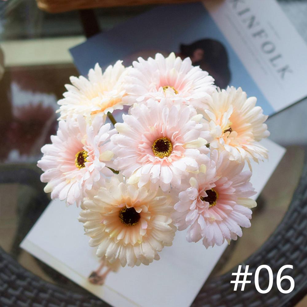 7Pcs/lot 23cm Artificial African Daisy Flowers Silk Flower Wedding Bouquet Home Decoration Background Shooting Flowers DIY: 06