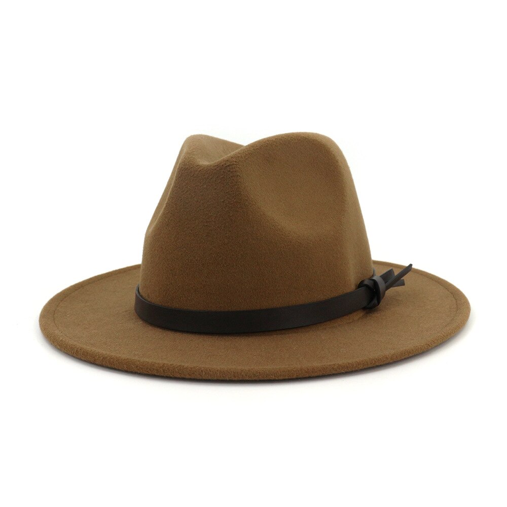 De lana de las mujeres de Sombrero de cowboy del oeste Roll-up de ala ancha vaquera Jazz ecuestre Sombrero gorra con cinta delgada AD0853