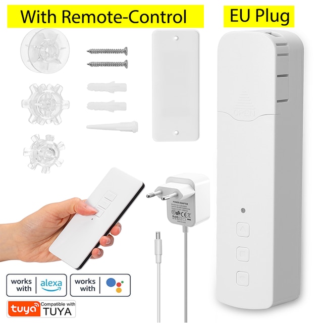Motor inteligente WiFi para cortina de cuentas, Motor eléctrico inteligente para cortina, Control por voz mediante aplicación de teléfono móvil, Tuya: Type 2 EU PLUG