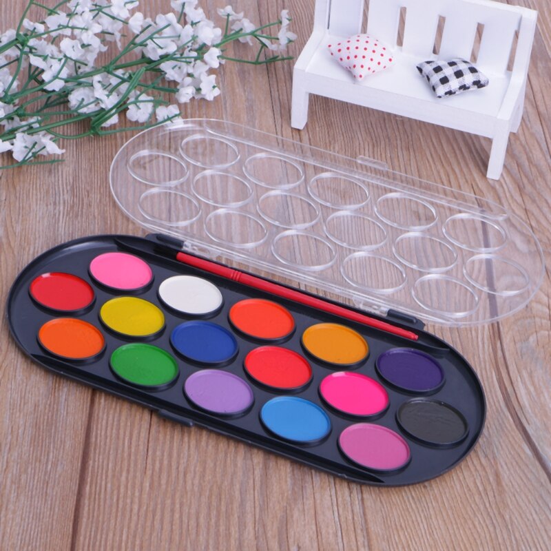16pz impostato di pennelli per tavolozza dell'acquerello vassoio per pittura disegno artigianale arte mini regalo per bambini G8TB