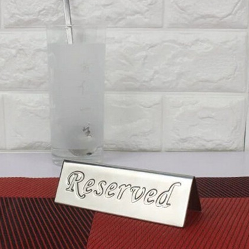 Triangle Practical Desktop Indicator Restaurant Reserved Pattern Bar Table Sign Party Portable Double Side Stainless Steel