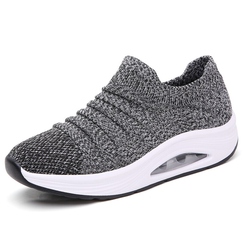 Recoisin Herfst Platform Platte Vrouwen Schoenen Ademend Mesh Casual Schoenen Vrouw Slip-On Dikke Bodem Dames Chunky Sneakers: Grijs / 40