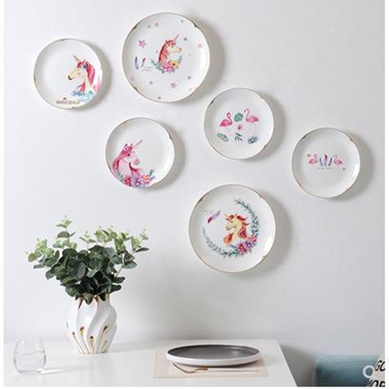 American country ceramic plate pendant, home restaurant, bar and hotel wall decoration crafts, animal pattern artwork