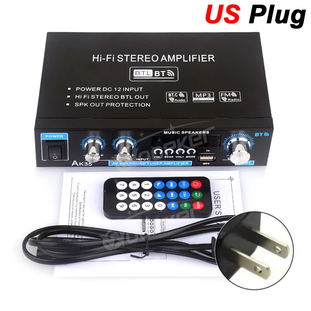 Woopker AK55/AK45 Pro/AK45/AK35 wzmacniacz dźwięku Bluetooth wzmacniacz cyfrowy do domowego samochodu Karaoke 2 kanał HiFi wzmacniacz audio FM USB