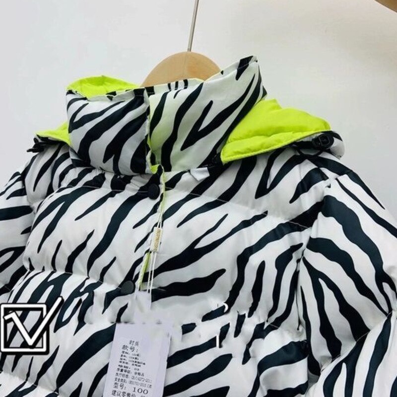 Manteau zèbre en fausse fourrure pour filles, vêtements d&#39;hiver pour enfants, veste Parka pour bébés filles, combinaison de neige, vêtements d&#39;extérieur pour enfants, pardessus à capuche