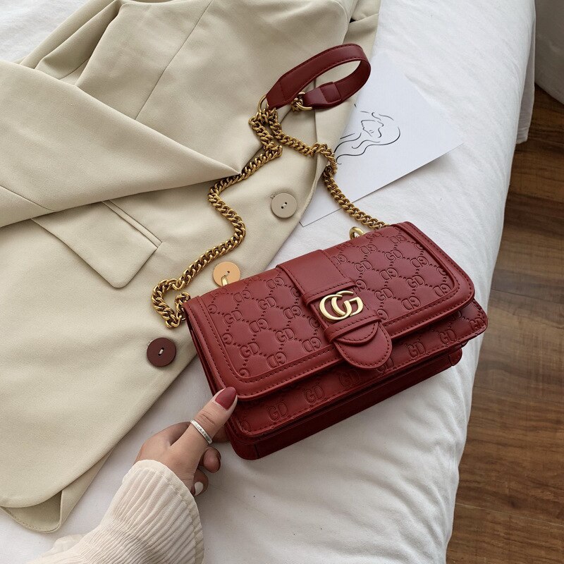 Women Purple Underarm Bag Soft PU Leather Retro Solid Color Ladies Baguette Handbags Girls Small Shoulder Bags: red