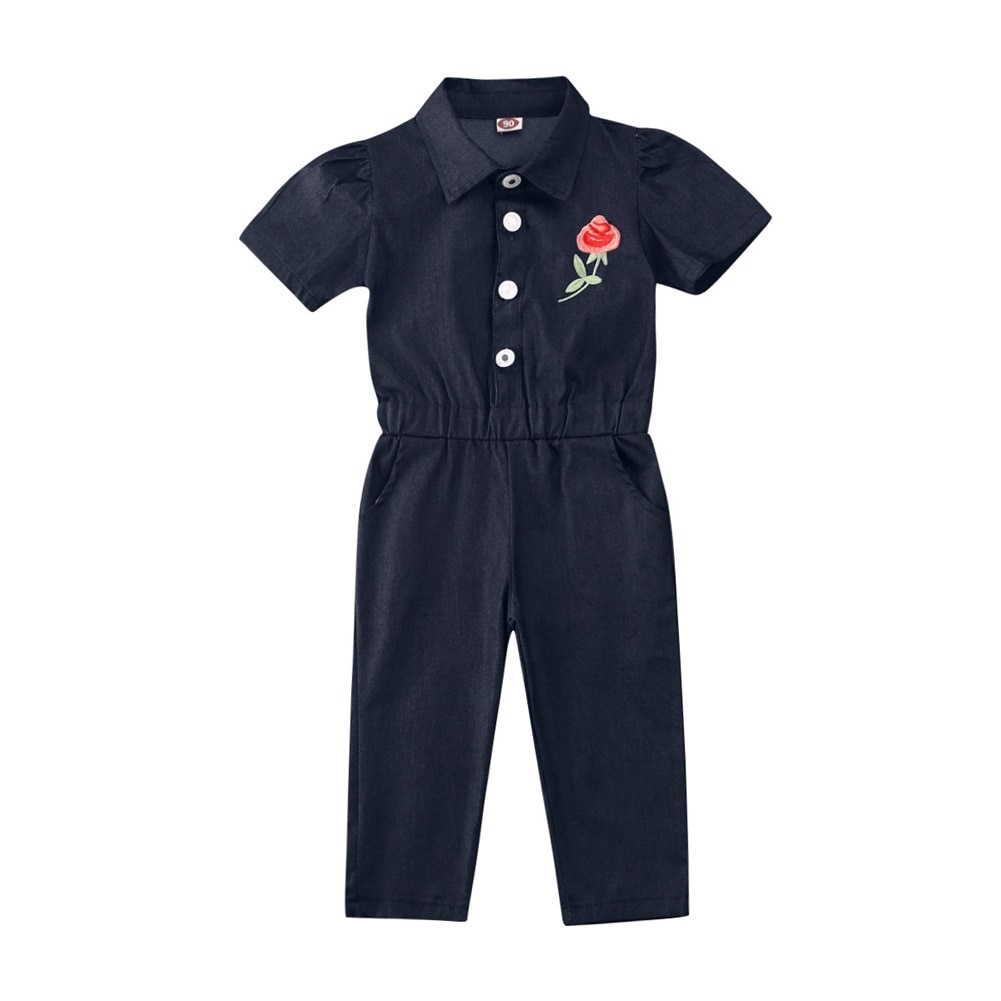 Kids Baby Meisje Romper Peuter Korte Mouw Overalls met borduurwerk Outfit Kleding