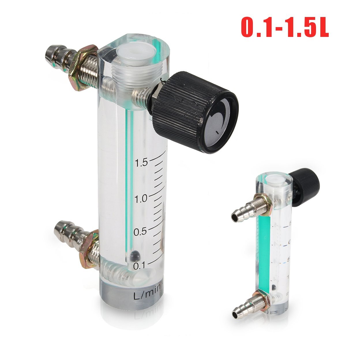 Oxygen Air Flow Meter 0-1.5LPM 1.5L Flowmeter with Control Valve for Oxygen Air Gas