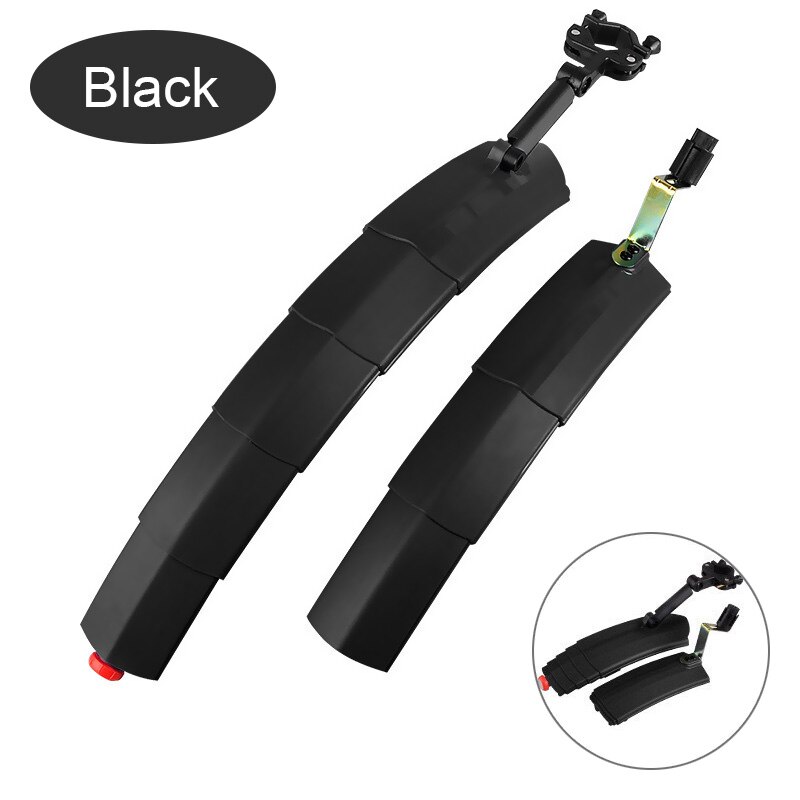 Fiets Spatbord Set Telescopische Vouw Fiets Spatbord Met Achterlicht Fietsen Voor Achter Spatbord Fiets Spatbord Quick Release Protector: Black