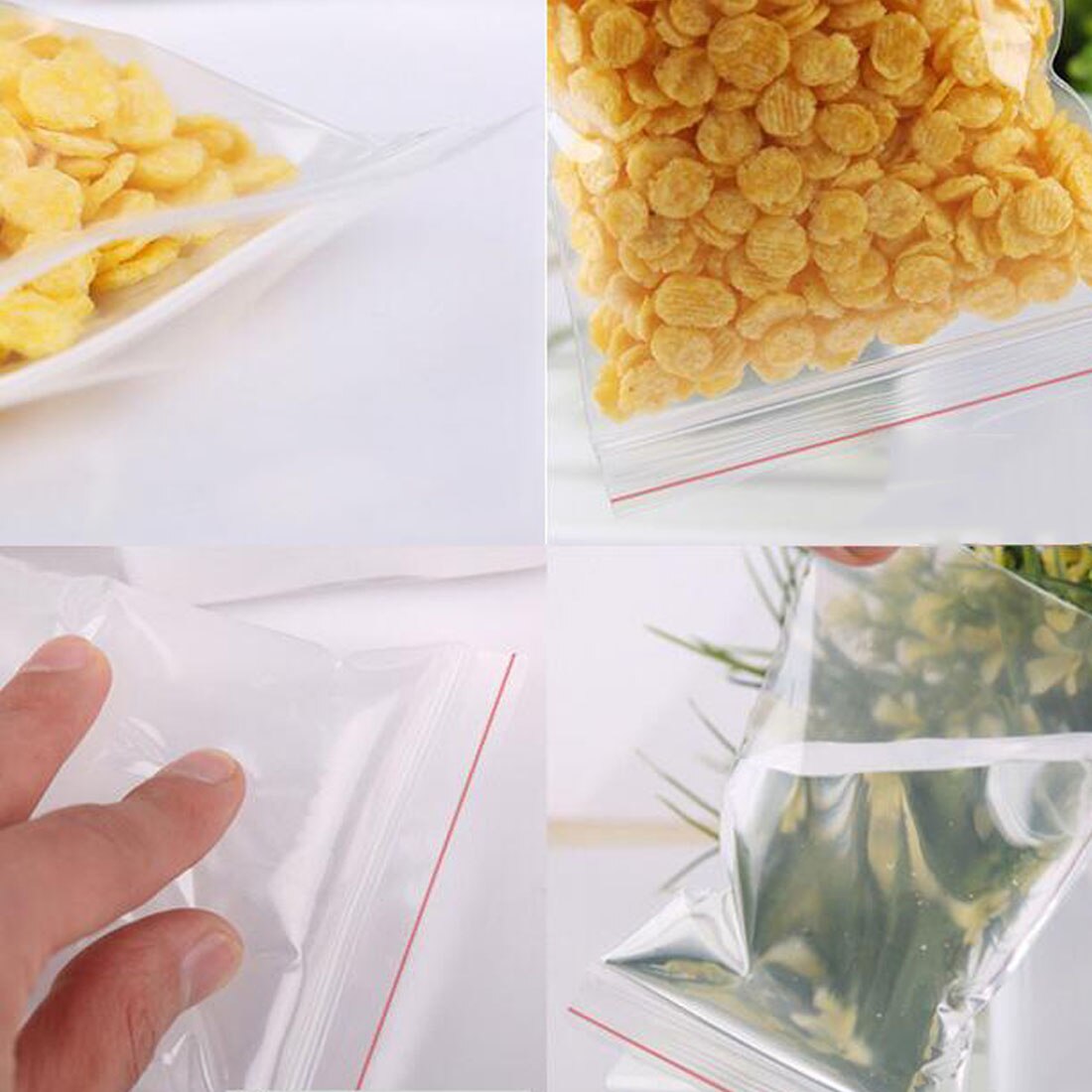 100pcs Zip Lock Bags Small Jewelry Packing Reclosable Vacuum Storage Bag Clear Food Storage Package Fresh bag Thickness 0.05mm