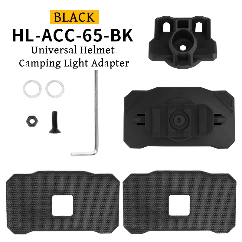 Outdoor Helm Licht halterung Adapter Shooting Camping Universal Helme Taschenlampe halter Klett verschluss drehbar: Black
