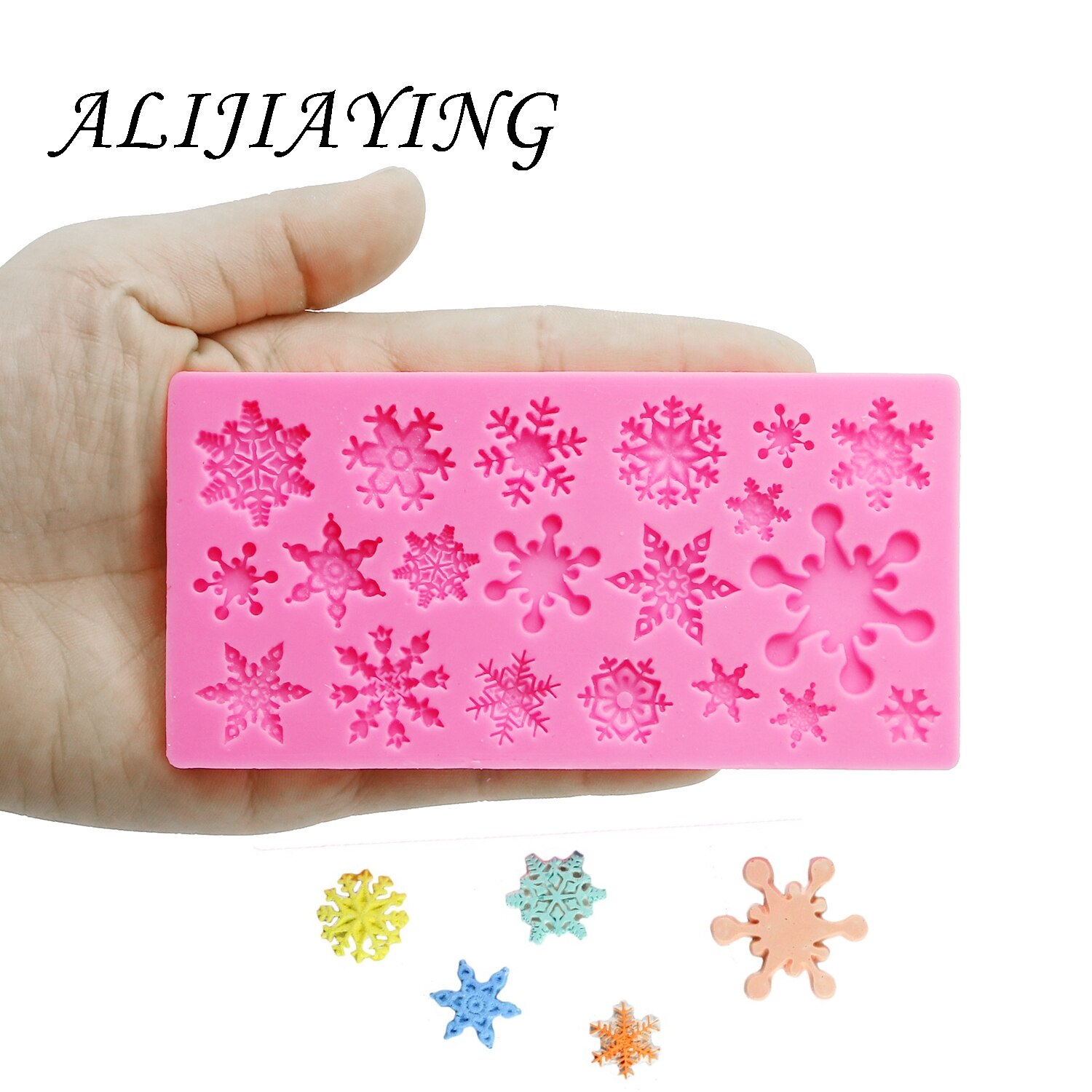 Gör-det-själv vacker jul snöflinga silikonform fondant tårtdekoreringsverktyg sockerkaka stencilform  d1425: Default Title