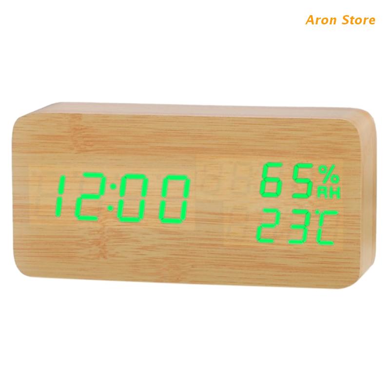 Multifunction Alarm Clock in Wood Digital Alarm Clock Prevent Being Late and Sleeping Home Decoration: Blue