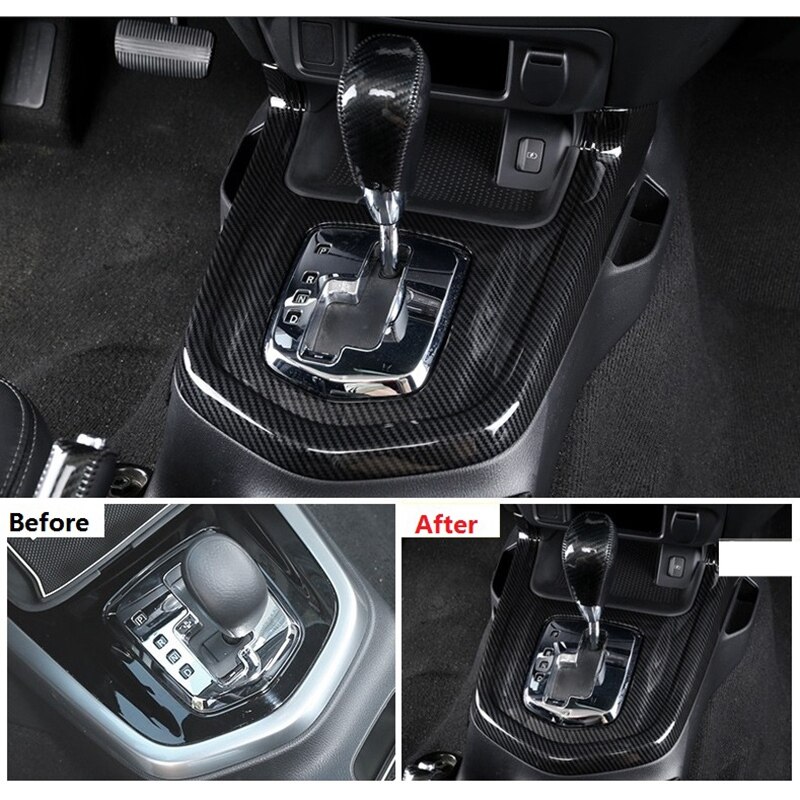 Kulfiber til nissan navara  np300 bil gearskift ramme panel dekoration cover trim klistermærke tilbehør