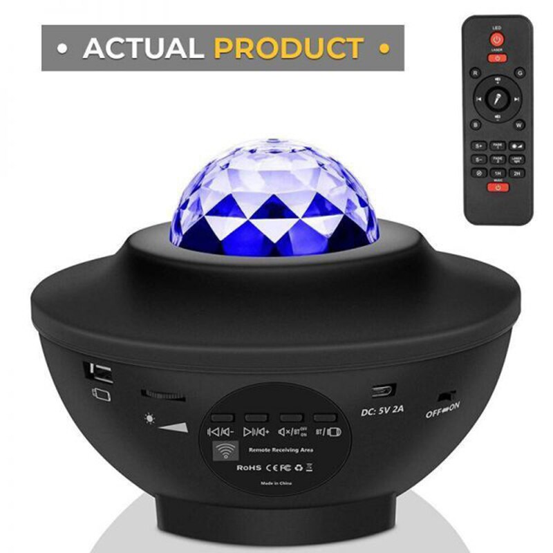 Super Mooie Led Projector Sterrenhemel Licht Galaxy Nachtlampje Usb Kabel Muziek Audio Sterrenhemel Projector Licht: black