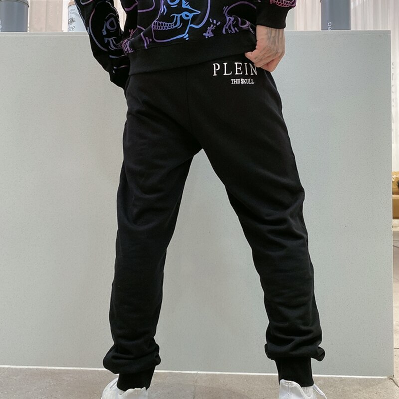 Alex plein joggingbroek met schedelborduursel, trainingsbroek voor heren, streetwear, hiphop trainingspak, joggingsbroeken, herenkleding, sportkleding