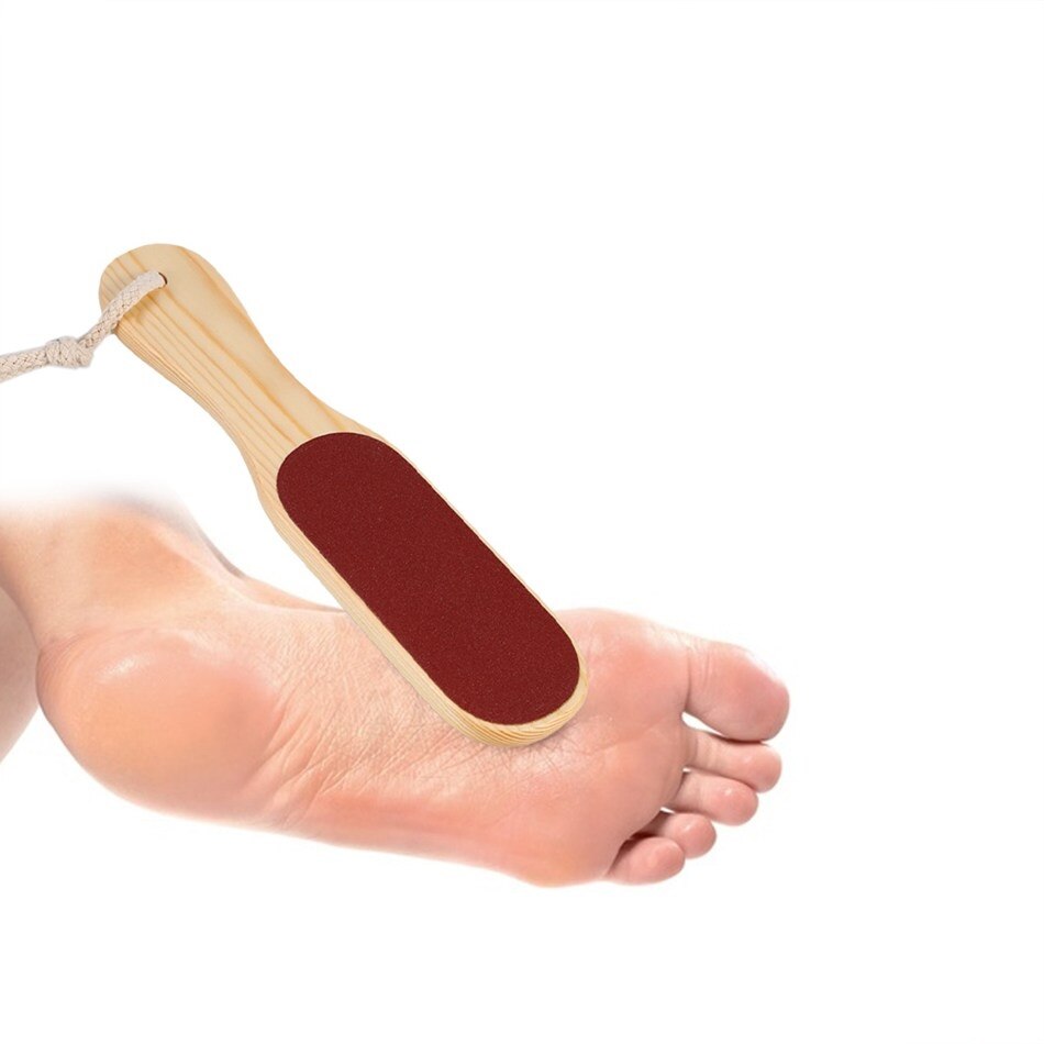 Dubbelzijdig Voetrasp File Eelt Hard Dead Skin Remover Pedicure Scrubber Tool Houten Handvat Pedicure Foot Care Tool