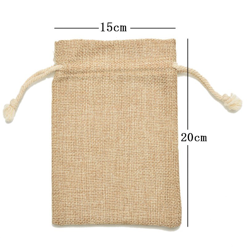 Linnen Jute Koord Bags Sacks Party Gunsten Verpakking Bag Wedding Candy Bags Feestartikelen: 15x20cm (A)