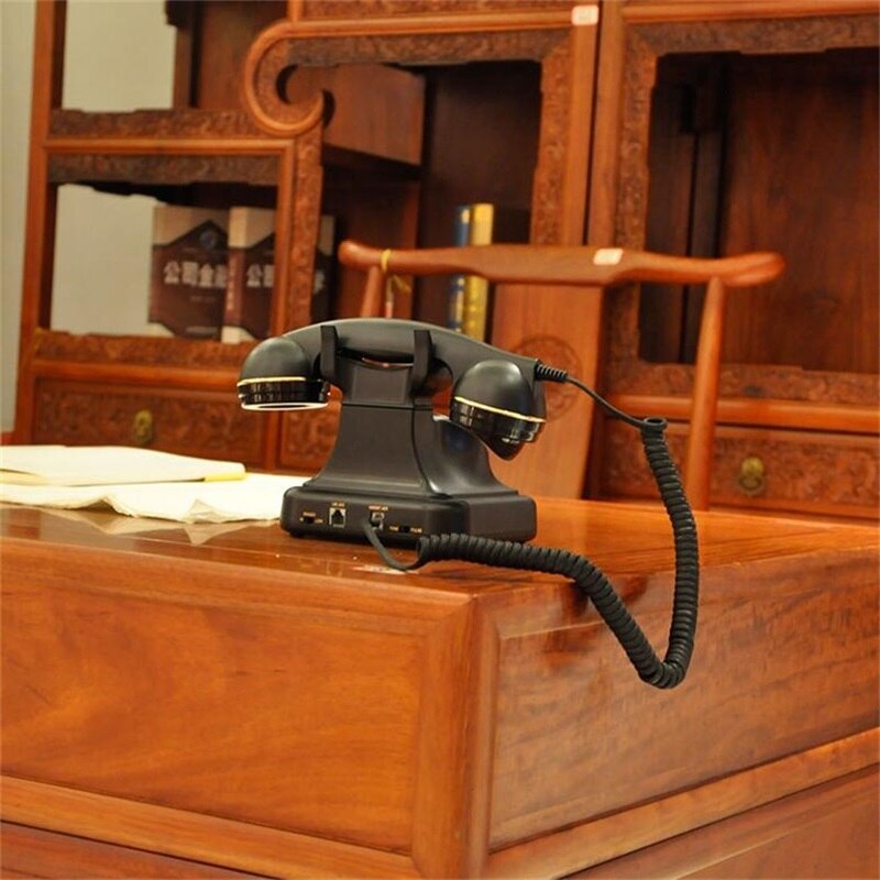 Corded Black Landline Phones for Home Old Style Antique Telephone Dial Phone With Muti-function landline phone mini phone