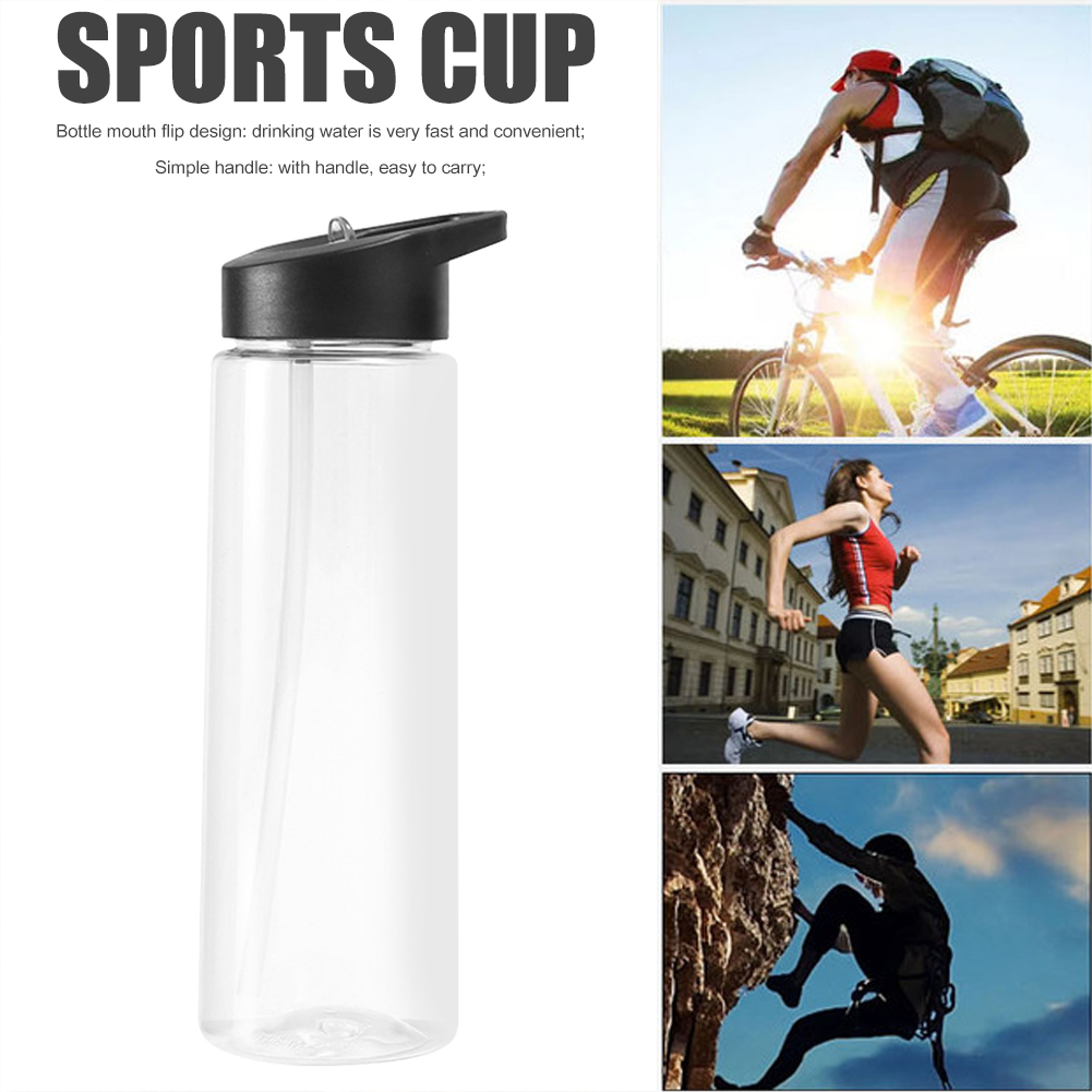 750ml Plastic Straw Water Bottle Cup Sports Travel Portable Leak-proof Water Bottle Kettle with Handle Gym Large Capacity Water