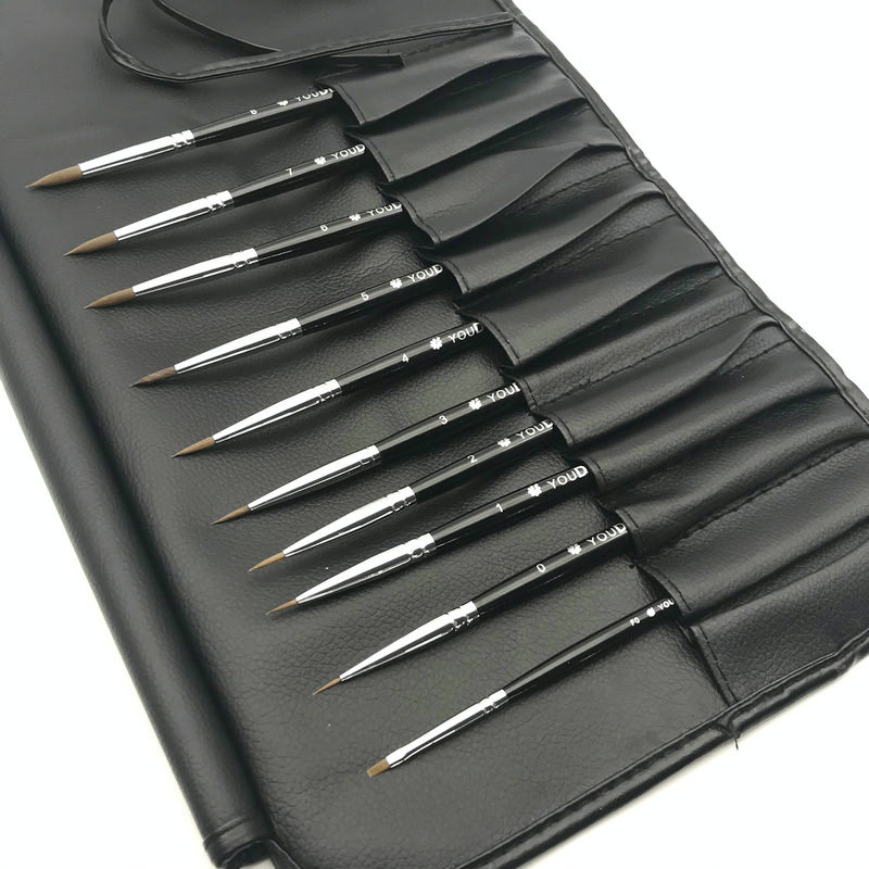 10 Stks/set Dental Porselein Borstel Pen Met Zwarte Tas Tandtechnicus Gereedschap Dental Lab Supplies