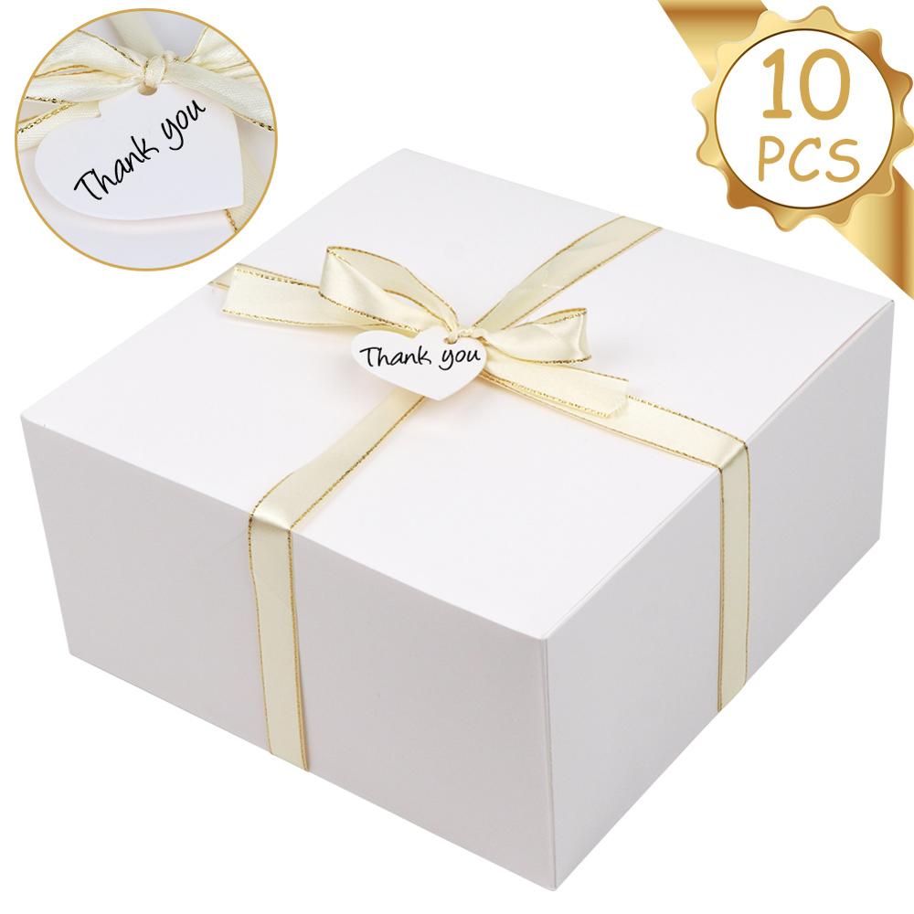 Ourwarm Geschenkdozen 4L Grote Box Met Deksel Wit Kraftpapier Doos Voor Evenementen, Cupcake Dozen