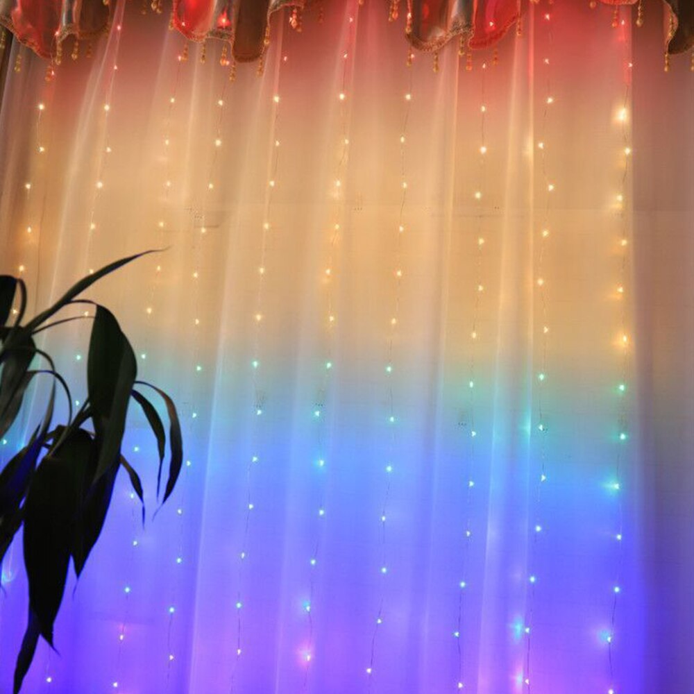 Guirnalda de luces LED de cobre y arcoíris, cortina con Control remoto USB, guirnaldas navideñas para , hogar, dormitorio, decoración de boda